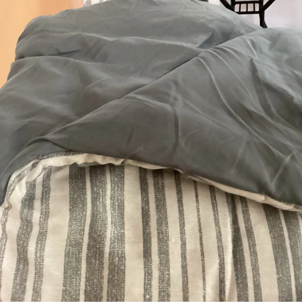 Threshold Rangeley Gray and White Striped Comforter